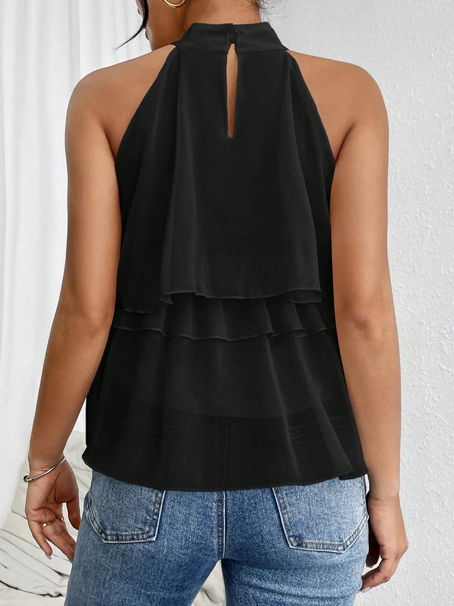 Luftiges Damen-Top aus Chiffon mit elegantem Volantsaum