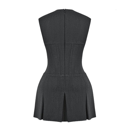 Plissiertes Korsett-Minikleid mit zeitlosem eleganten Stil