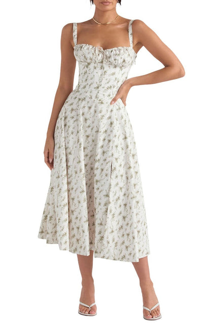 Florales Bustier Midriff Cutout Bodycon Kleid