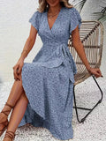 Midi-Wickelkleid mit Blumenmuster und asymmetrischem Saum