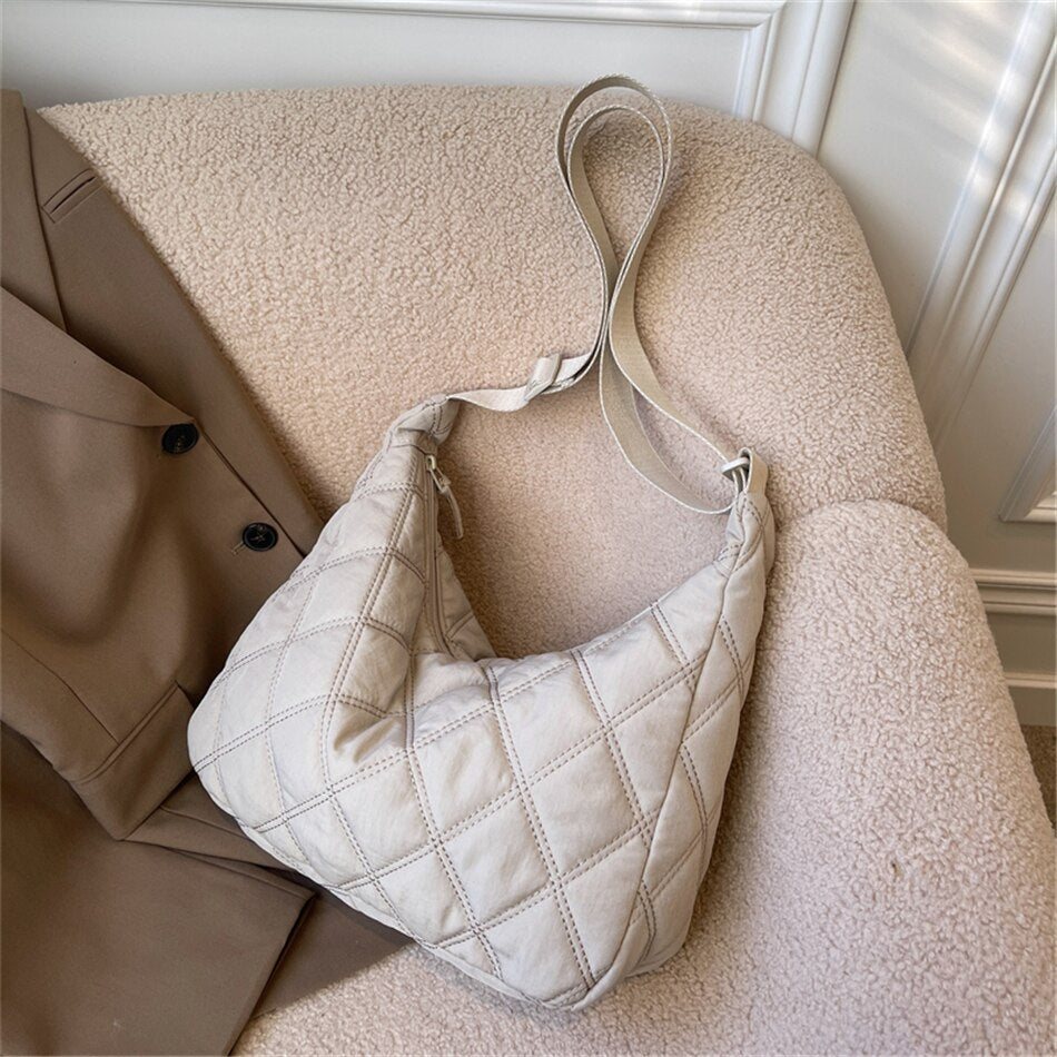Gesteppte Diamond Puffer Schultertasche Leichtes Nylon