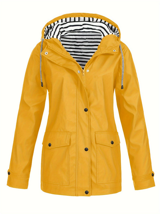 Gestreifte Jacke mit Kapuze und Reißverschluss für Damen