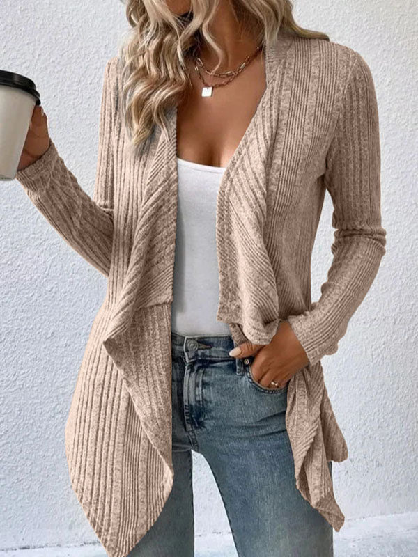 Damen Strick Cardigan Mit Wasserfall Schnitt