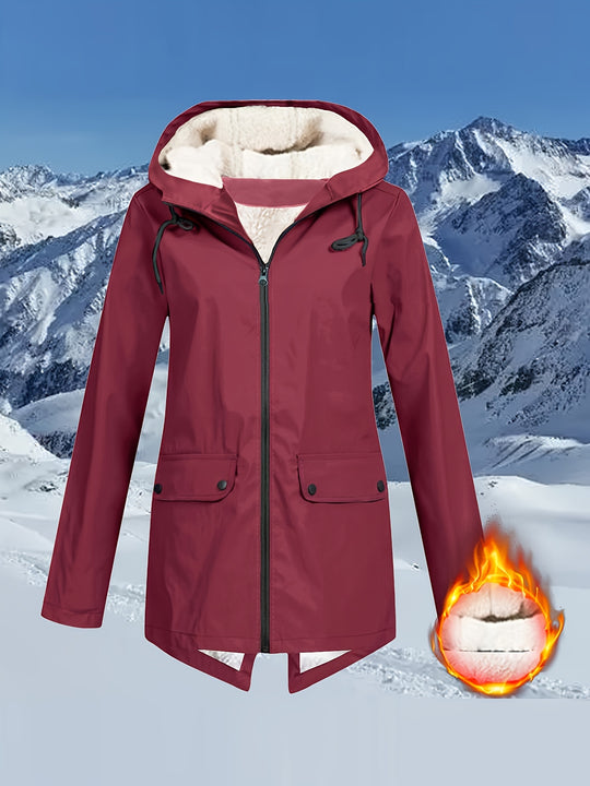 Windbreaker Jacke mit Kapuze und Reißverschluss für Damen