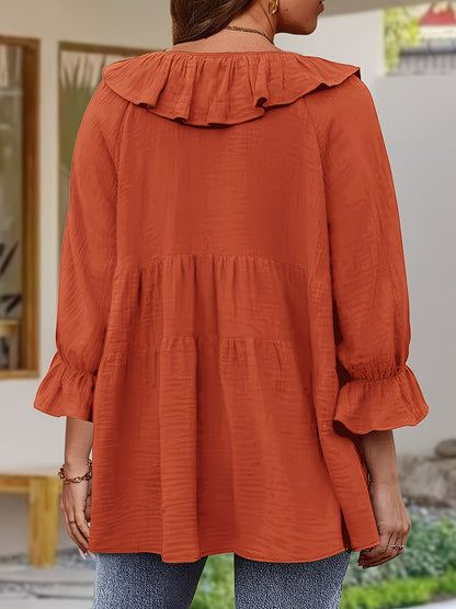 Elegante Bluse mit Rüschensaum am Ausschnitt für Damen