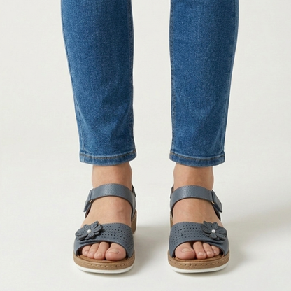 Damensandalen mit Blumenmuster und hohem Komfort