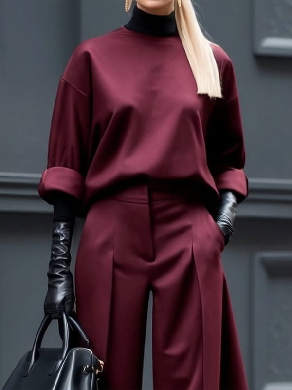 Damen Sweatshirt Mit Rundhalsausschnitt Und Langen Ärmeln