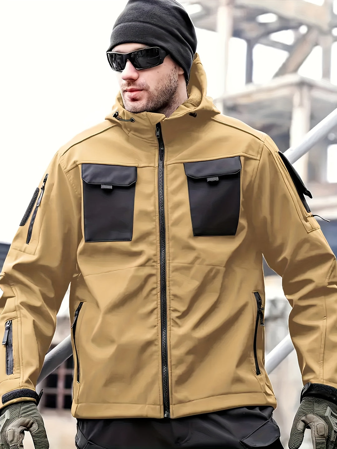 Winddichte Outdoorjacke mit Kapuze für Herren