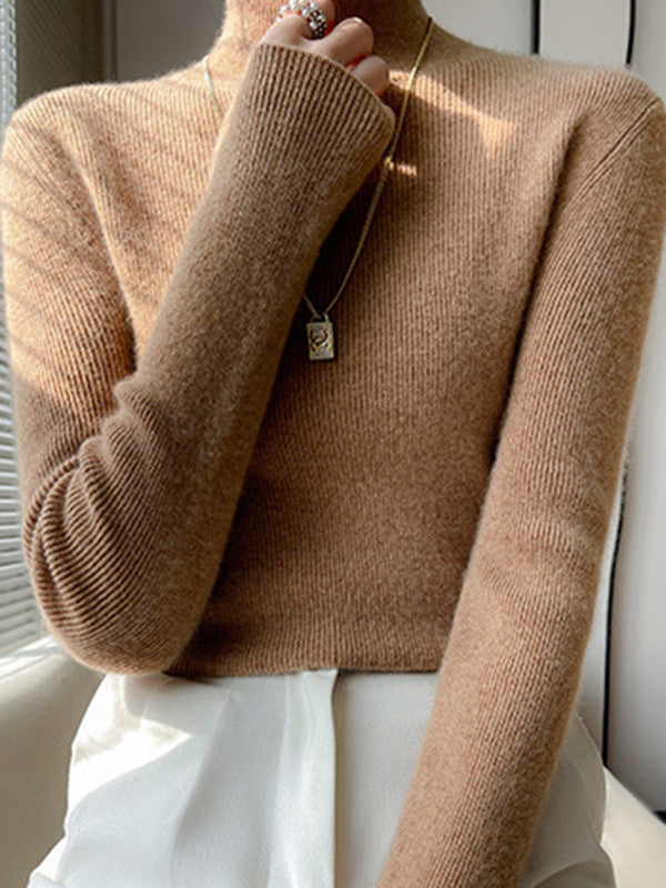 Damen Strickpullover Mit Halbhohem Kragen Und Schmalem Schnitt