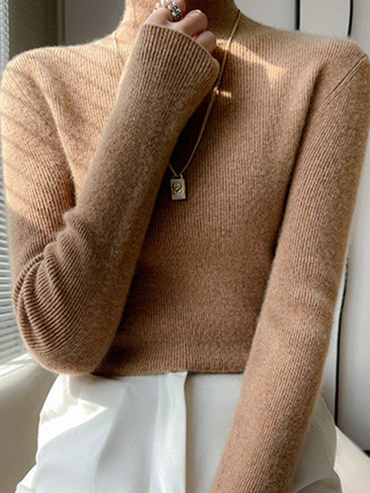 Damen Strickpullover Mit Halbhohem Kragen Und Schmalem Schnitt