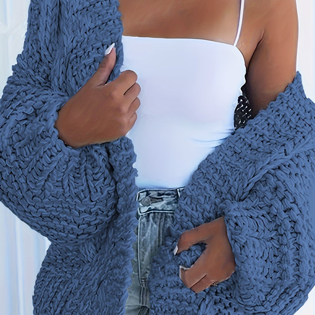 Grobstrick Cardigan mit geometrischem Muster für Damen