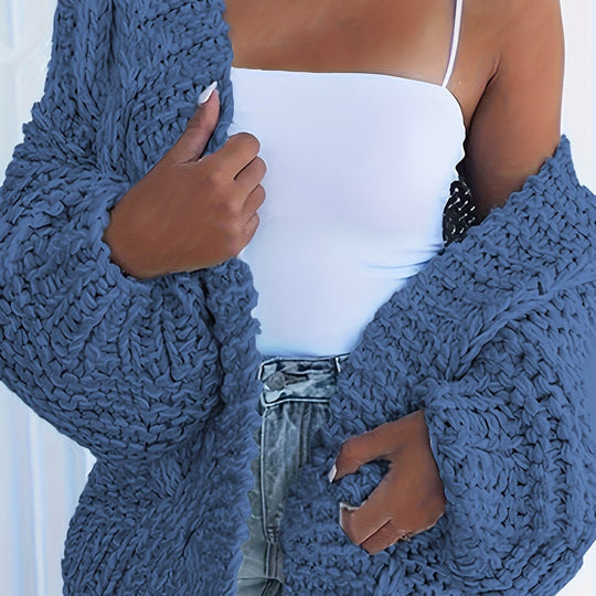 Grobstrick Cardigan mit geometrischem Muster für Damen