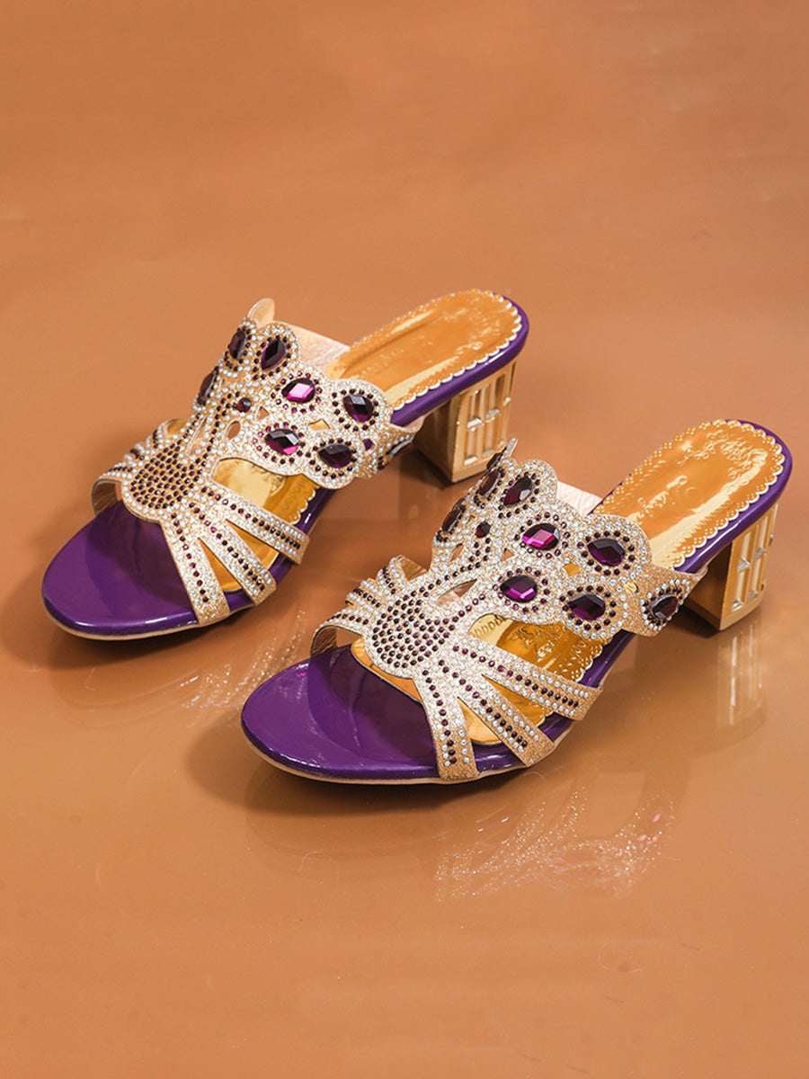 Elegante Damen Pumps mit offener Zehenpartie und glitzernden Strassdetails