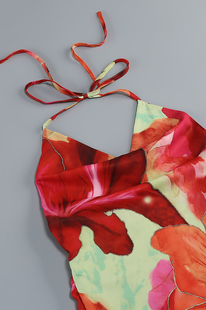Maxikleid aus Polyester mit Blumenmuster