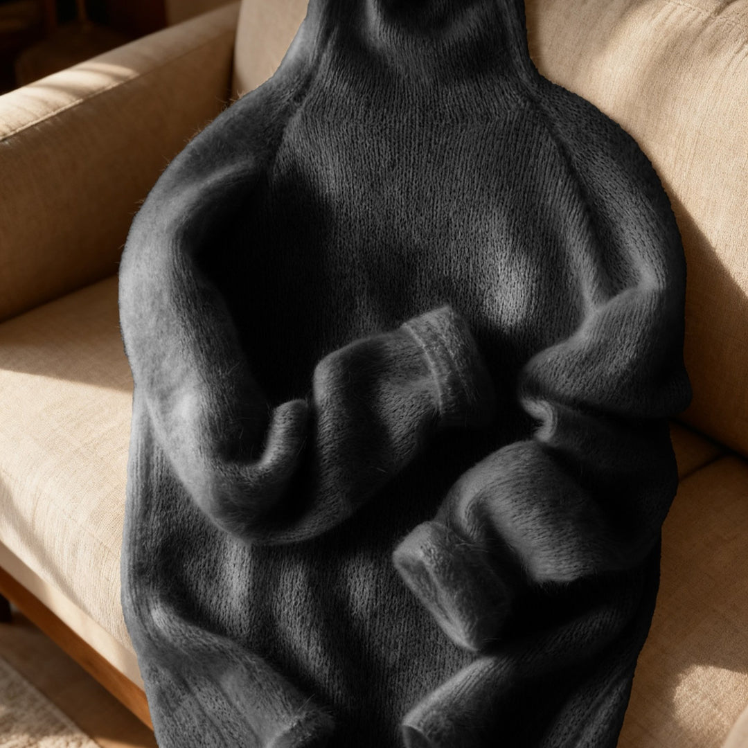 Rollkragenpullover in einfarbigem Design für Damen