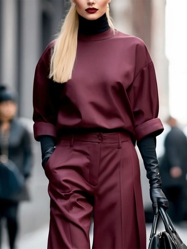 Damen Sweatshirt Mit Rundhalsausschnitt Und Langen Ärmeln