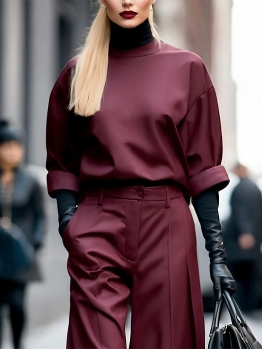 Damen Sweatshirt Mit Rundhalsausschnitt Und Langen Ärmeln