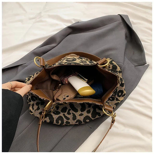 Trendige Leopard Canvas Tasche für Damen