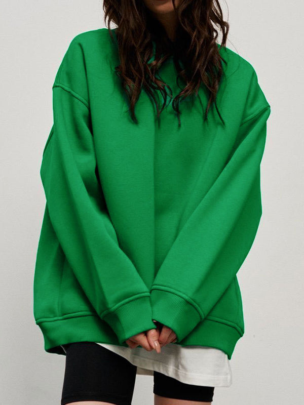 Damen Sweatshirt Locker Mit Rundhalsausschnitt