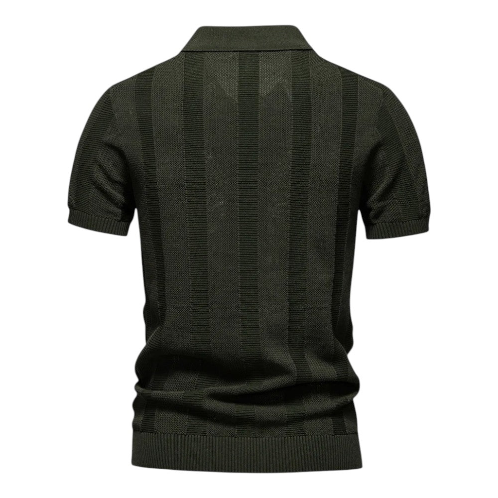 Herren Pullover-Poloshirt mit offenem Kragen und geripptem Saum