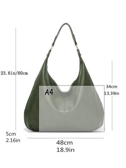Weiche Leder Hobo-Tasche mit großer Kapazität für Damen