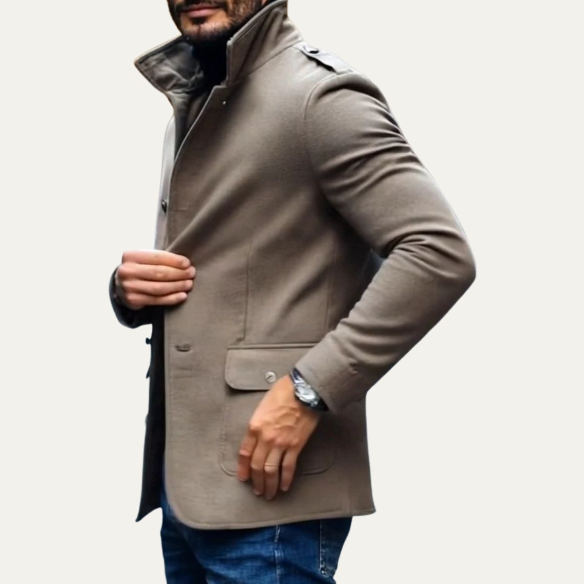 Herren Wollmantel Mit Klassischem Schnitt