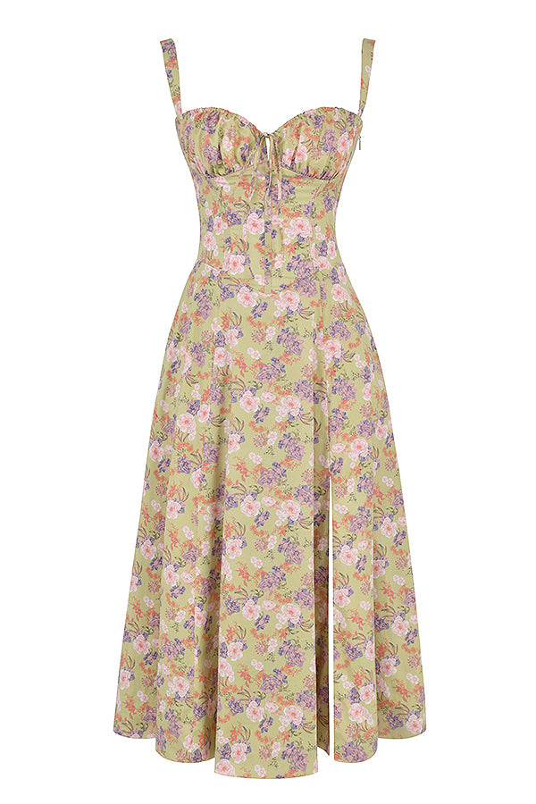 Florales Bustier Midriff Cutout Bodycon Kleid