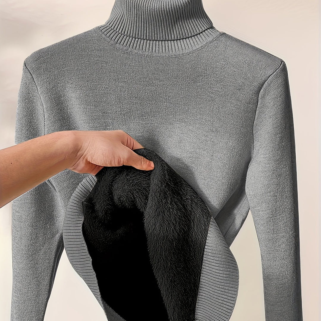 Rollkragen Pullover in Unifarbe für Damen
