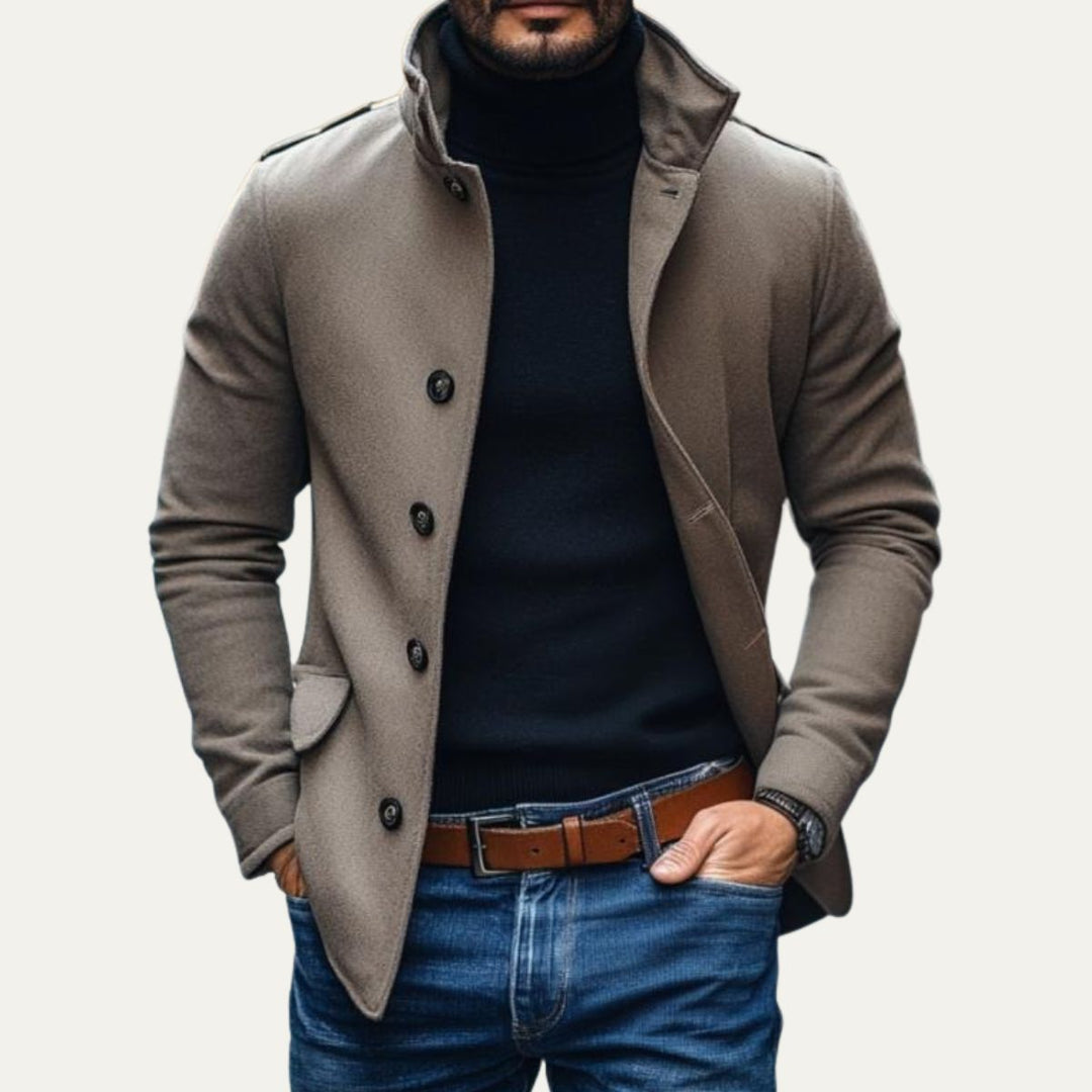 Herren Wollmantel Mit Klassischem Schnitt