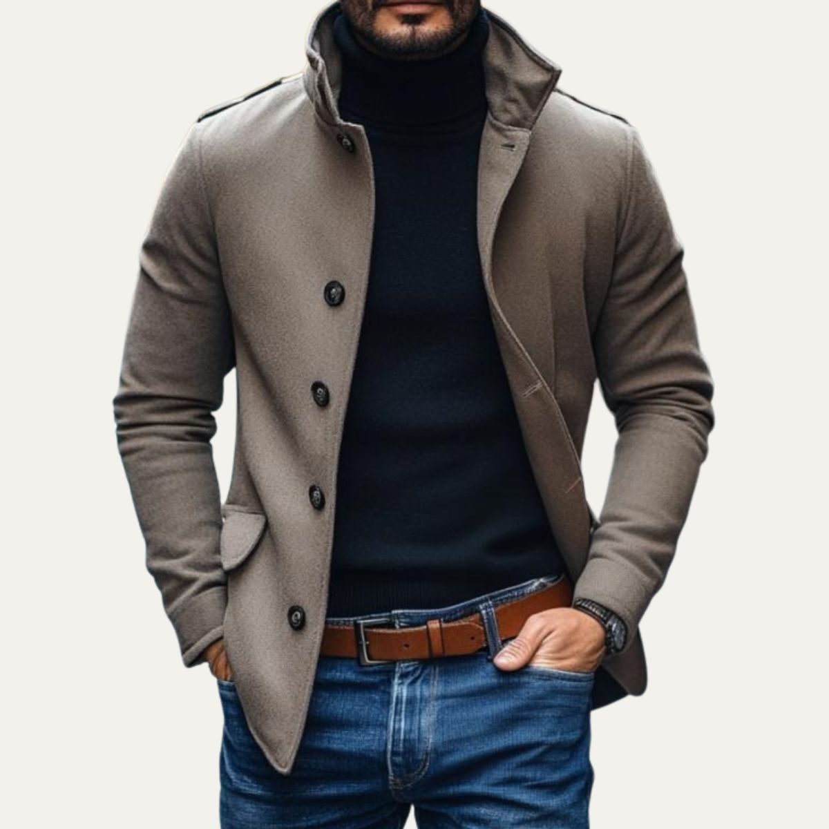 Herren Wollmantel Mit Klassischem Schnitt