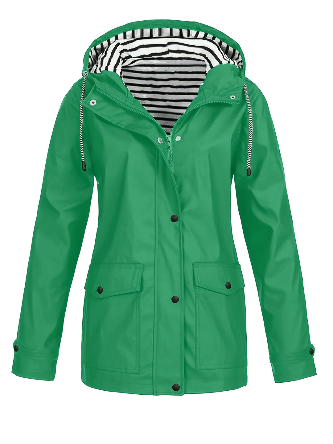 Gestreifte Jacke mit Kapuze und Reißverschluss für Damen