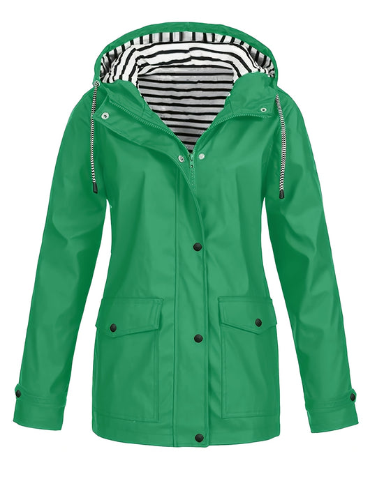 Gestreifte Jacke mit Kapuze und Reißverschluss für Damen