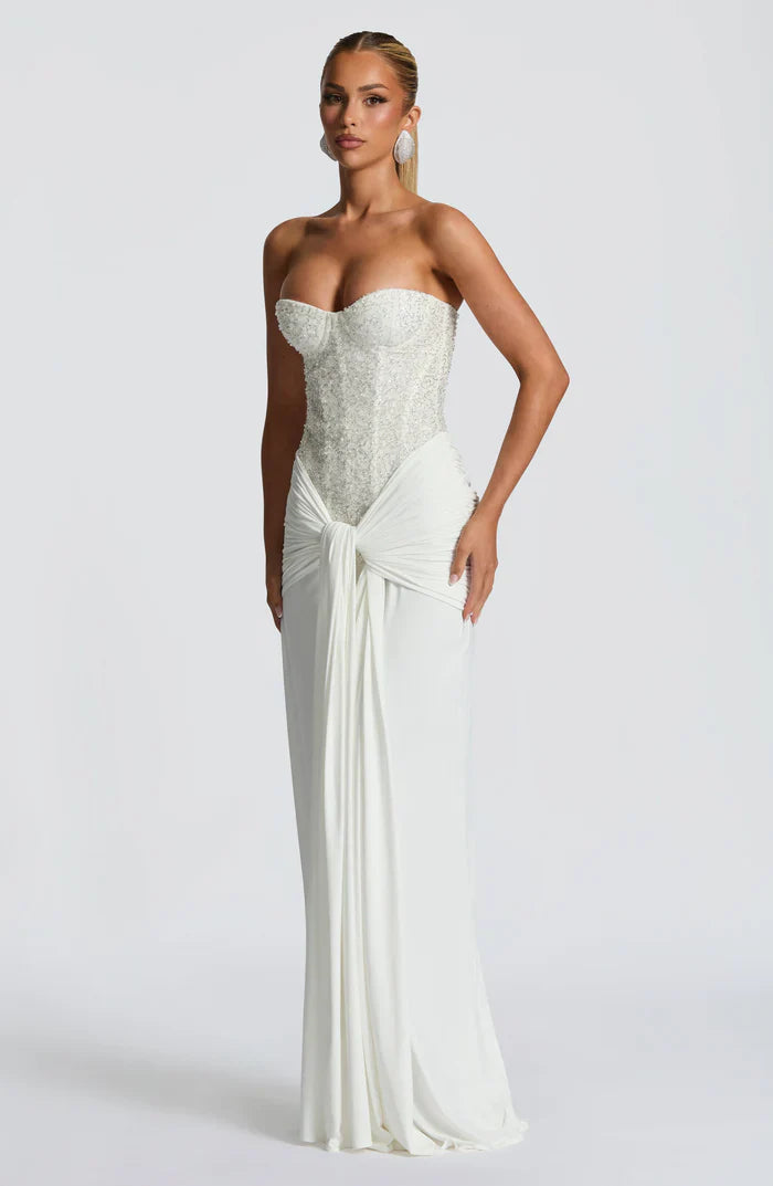 Ärmelloses Corsagen-Glitzer-Maxikleid Damen