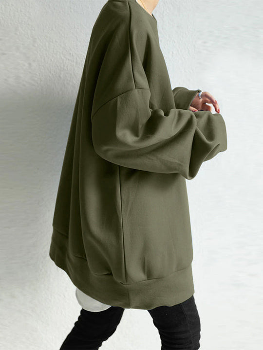 Damen Sweatshirt Mit Rundhalsausschnitt Und Lockerer Passform