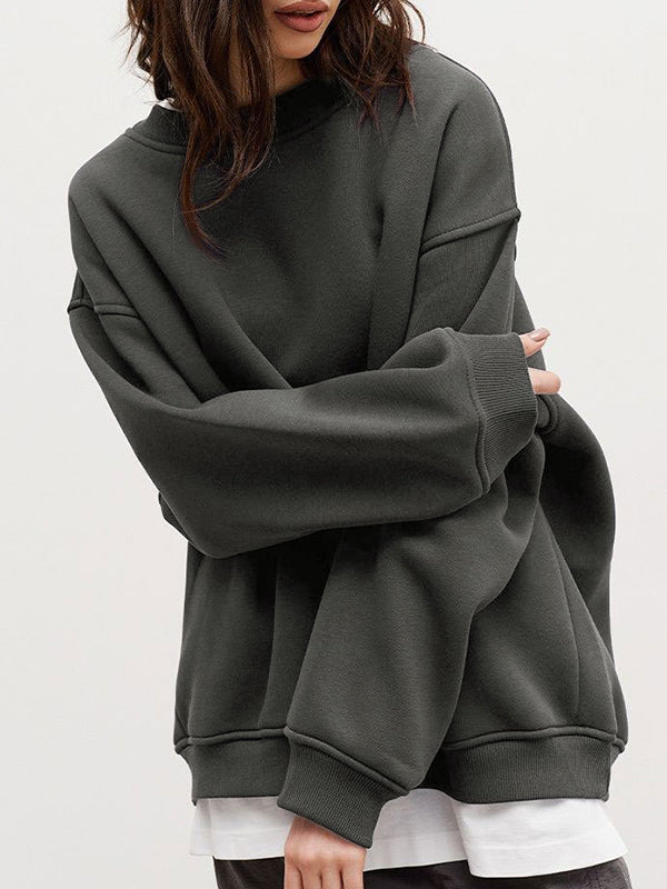 Damen Sweatshirt Locker Mit Rundhalsausschnitt