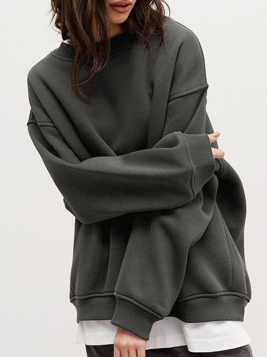 Damen Sweatshirt Locker Mit Rundhalsausschnitt