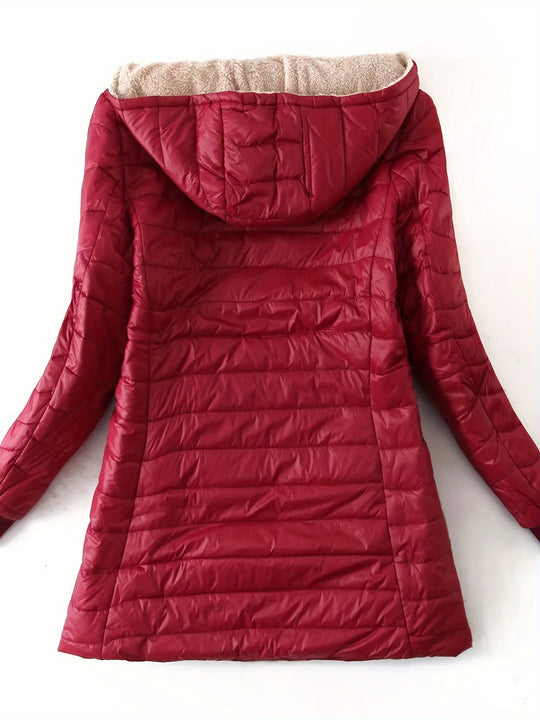 Steppjacke mit Kapuze und Reißverschluss für Damen
