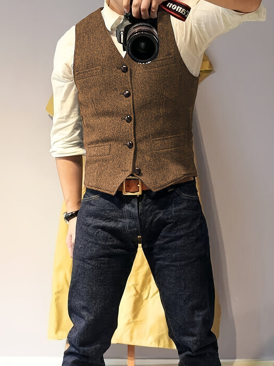 Vintage Tweed Weste im Western-Stil für Herren