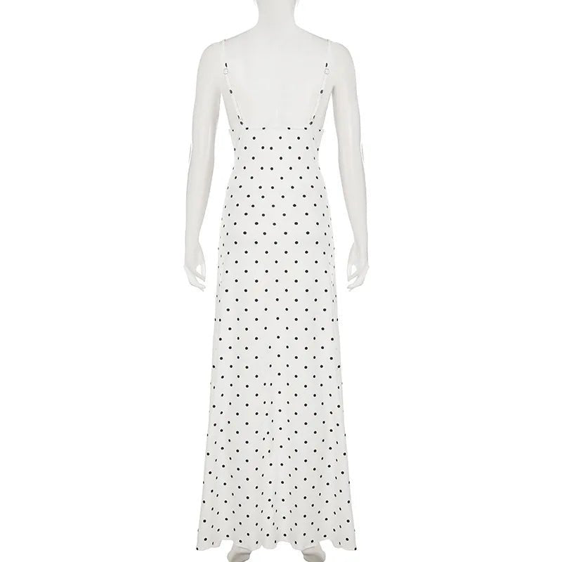 Damen Maxikleid Ärmellos mit Punkten