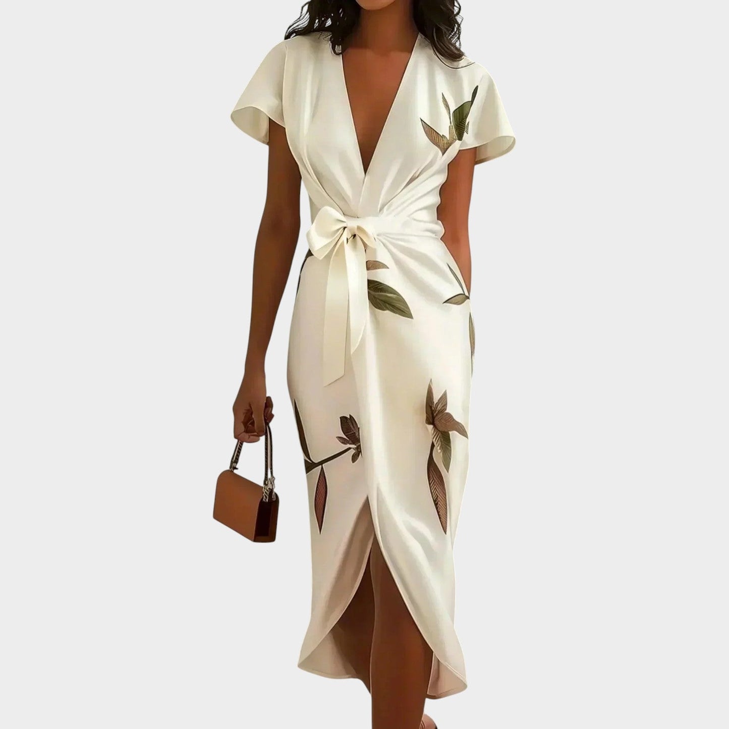 Damen Leichtes Wickel-Midikleid