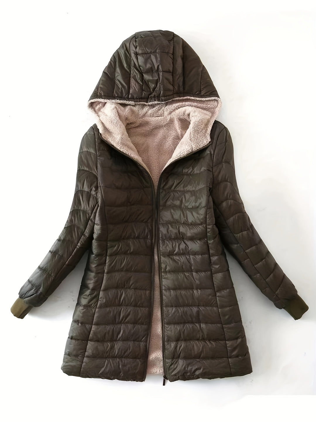 Midi-Steppmantel mit Fleecefutter für Damen