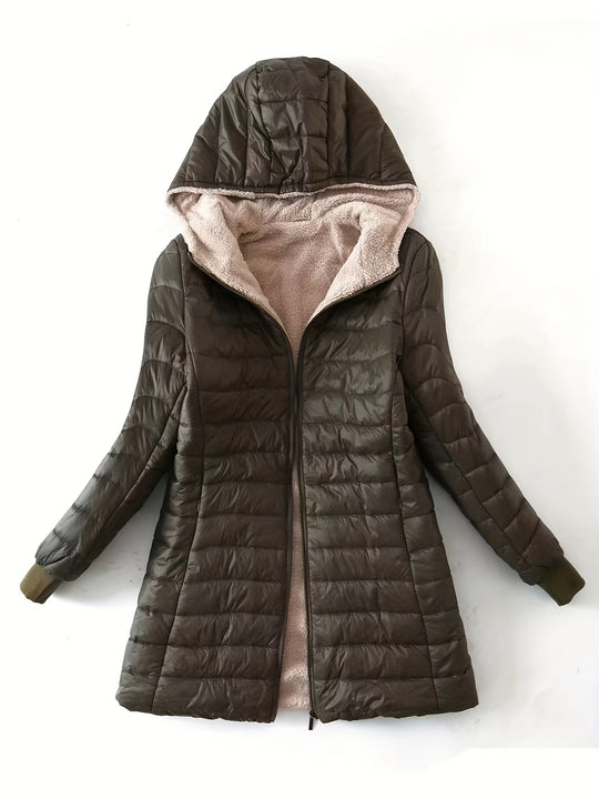 Midi-Steppmantel mit Fleecefutter für Damen