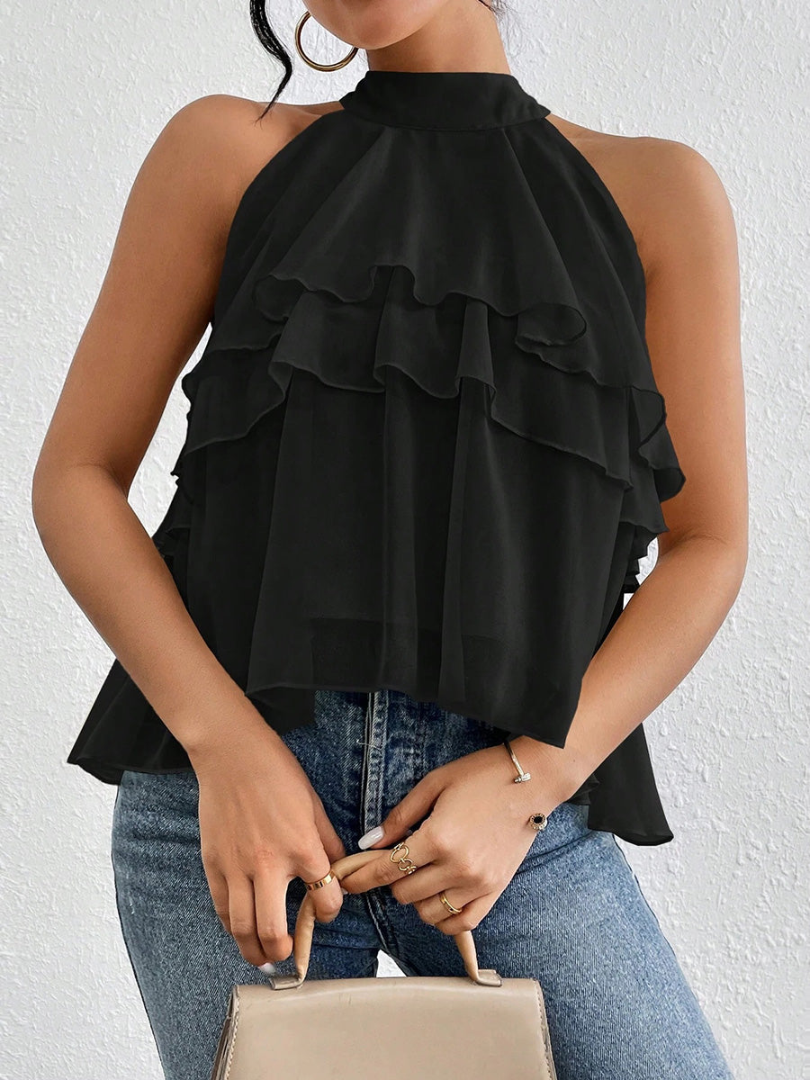 Neckholder-Top für Damen aus Chiffon in Seitenansicht