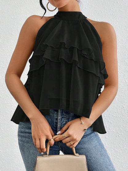 Neckholder-Top für Damen aus Chiffon in Seitenansicht