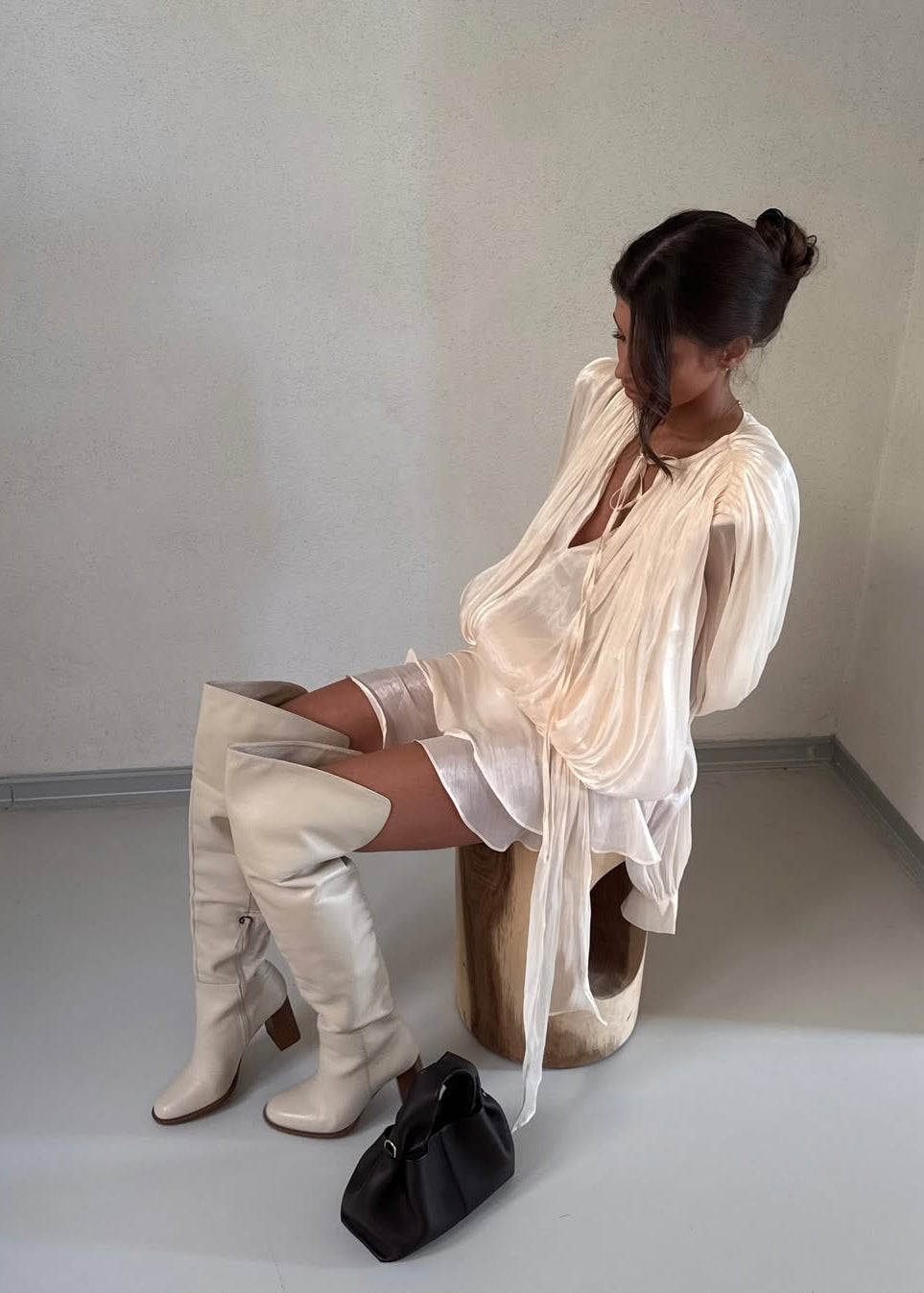 Champagner Satin Slip Kleid