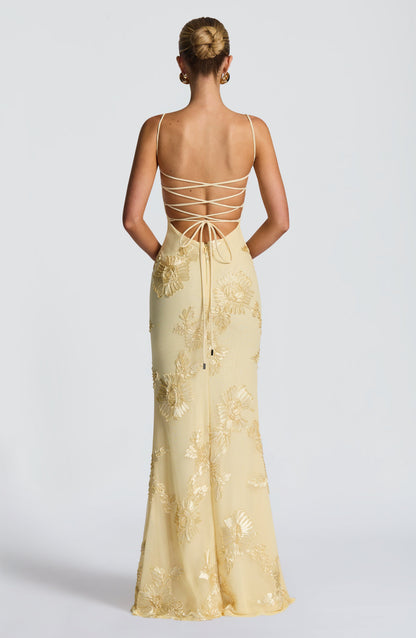 Maxikleid aus Velours mit herzförmigem Ausschnitt