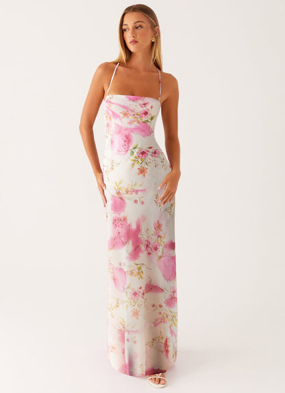 Damen Blumen Maxikleid Sommer Ärmellos Strandkleid