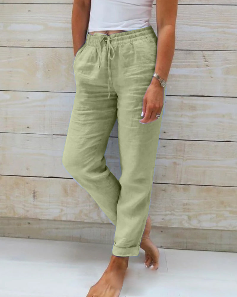 Stretch-Leinenhose in Maßschneiderei-Optik