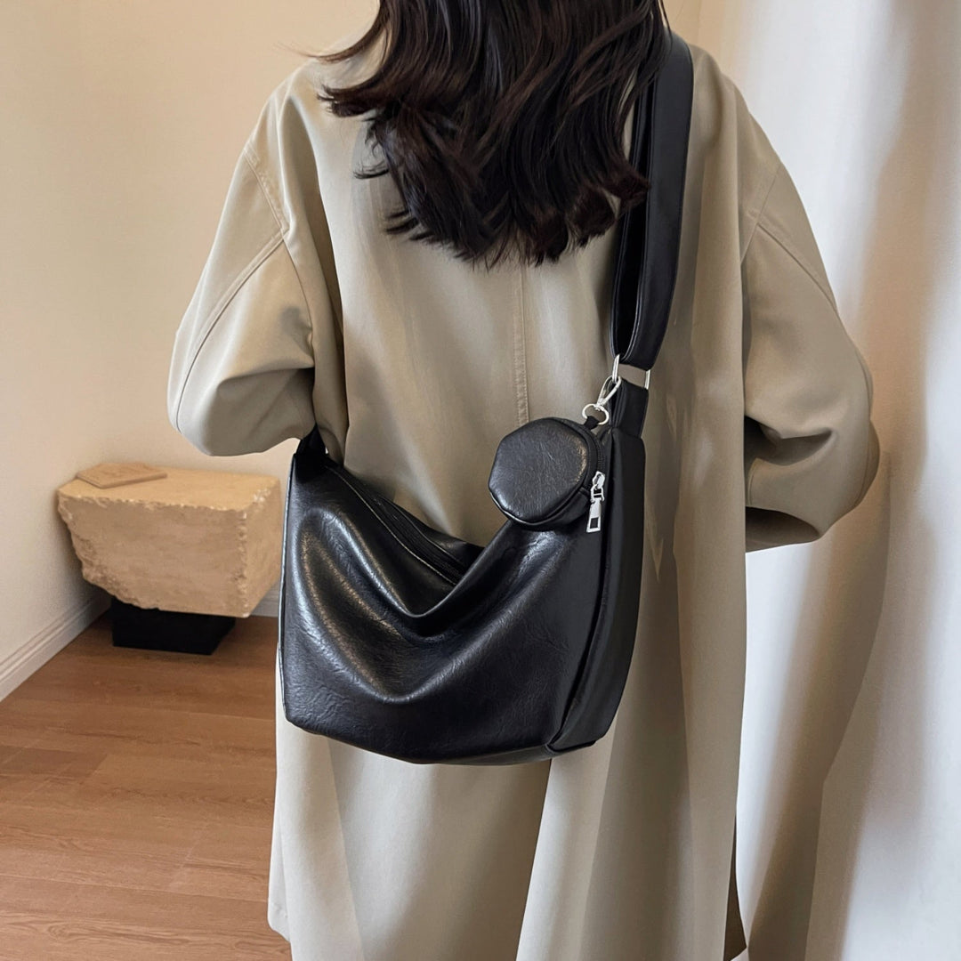 Trendige runde Schultertasche mit Minibörse für Damen