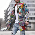 Herren Grafikmantel Lang Mit Modernem Muster